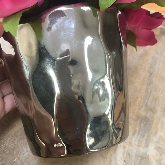 Pink Peonies in Silver Planter Vase - Picture 13 of 14